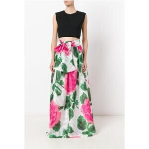 Tory Burch Rose Floral Gingham Daniella Skirt